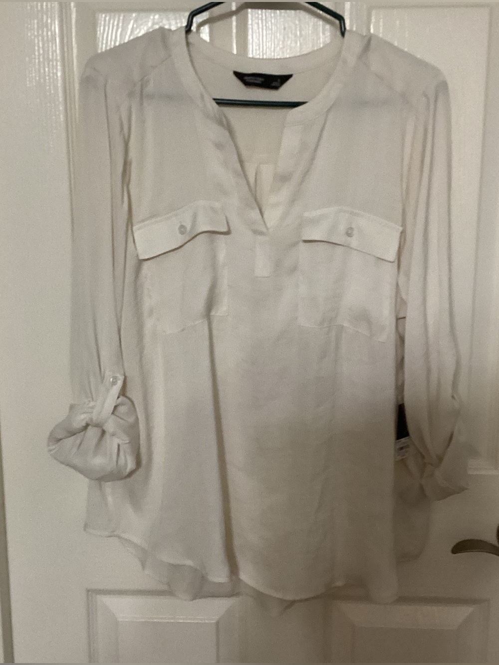 Simply Vera Vera Wang Off White Pocket Rolltap Popover Women’s Large NWT